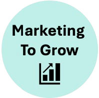 Marketing To Grow badge with rising chart